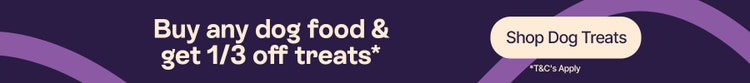 Buy any dog food &amp; get 1/3 off treats* - Shop Dog Treats