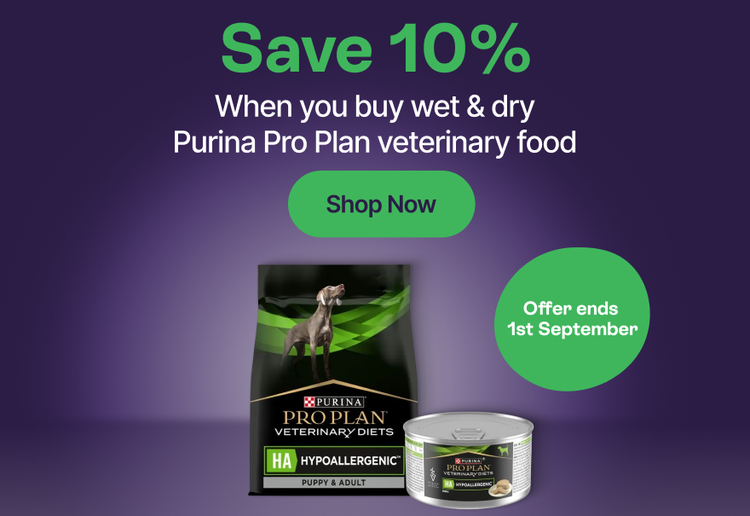 Save 10% When you buy wet &amp; dry Purina Pro Plan veterinary food - Shop Now