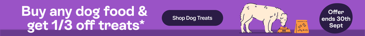 Buy any dog food &amp; get 1/3 off treats* Shop Dog Treats