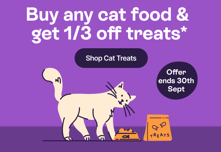 Buy any cat food &amp; get 1/3 off treats* Shop Cat Treats