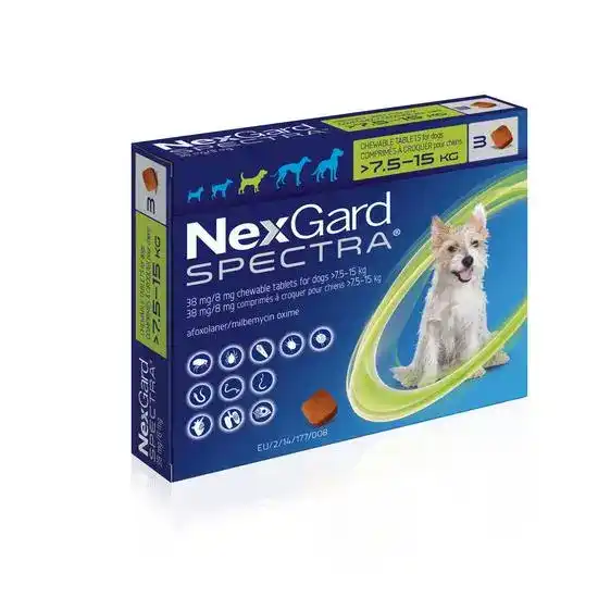 NexGard SPECTRA Chewable Tablets for Medium Dogs (7.5kg-15kg) 2411