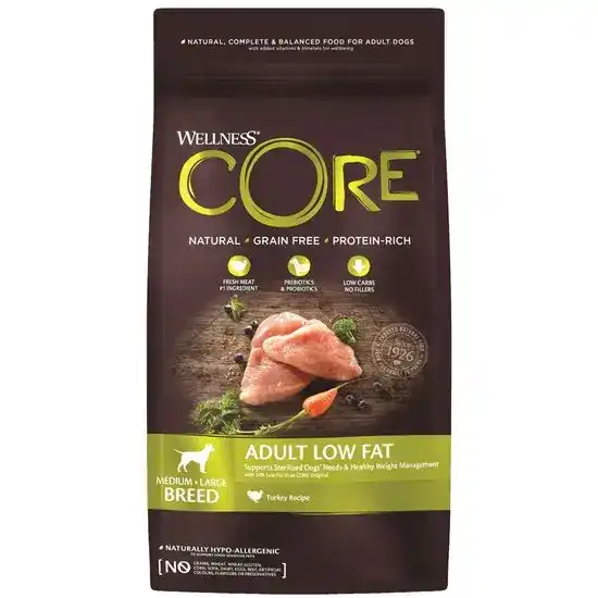 Wellness Core Medium & Large Breed Adult Low Fat Dry Dog Food with Turkey 17033